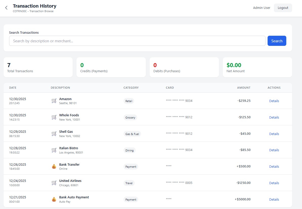 Transactions CardDemo